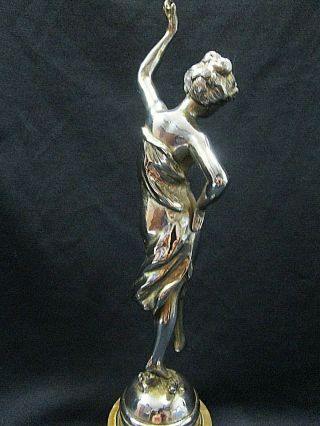 French Art Deco Nouveau Chrome & Marble Ladies Figurine Statue 11