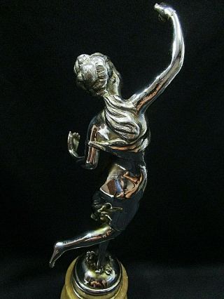 French Art Deco Nouveau Chrome & Marble Ladies Figurine Statue 4