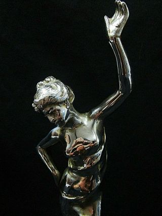 French Art Deco Nouveau Chrome & Marble Ladies Figurine Statue 9