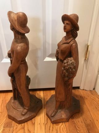 ANTIQUE FRENCH WOODEN CARVED FIGURES MAN AND WOMAN CIRCA 1930 2