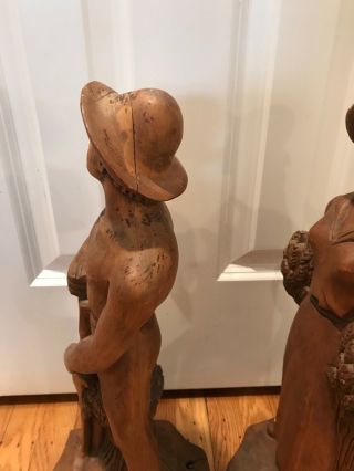 ANTIQUE FRENCH WOODEN CARVED FIGURES MAN AND WOMAN CIRCA 1930 3