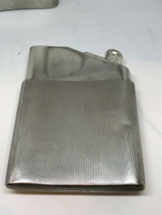 Antique Heavy Solid Silver Hip Flask With Salmon Engraving 12