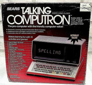 Sears Electronic VINTAGE Talking Computron 1980 ' s Educational Computer W/Charger 2
