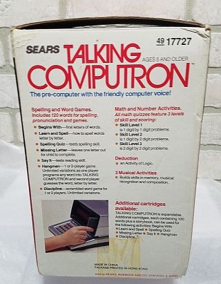 Sears Electronic VINTAGE Talking Computron 1980 ' s Educational Computer W/Charger 5