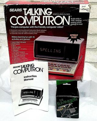 Sears Electronic VINTAGE Talking Computron 1980 ' s Educational Computer W/Charger 8