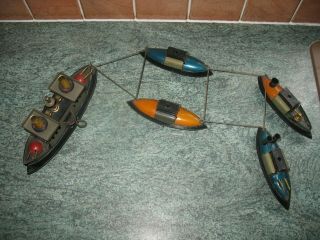 Rare Hess Battleship Flotilla Antique Tin Toy Germany Wind Up Boat Ship Tinplate 12