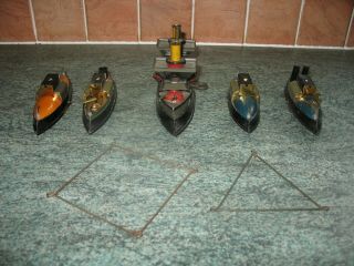 Rare Hess Battleship Flotilla Antique Tin Toy Germany Wind Up Boat Ship Tinplate 2