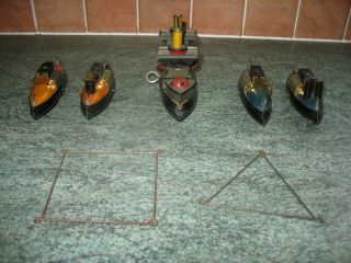 Rare Hess Battleship Flotilla Antique Tin Toy Germany Wind Up Boat Ship Tinplate 3