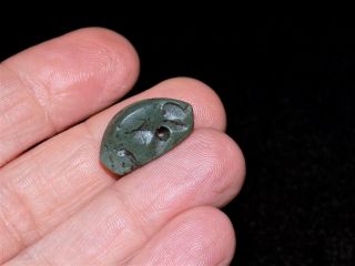 Pre - Columbian Green Jade Pendant Bead,  Pre - Columbian Jade,  Central America