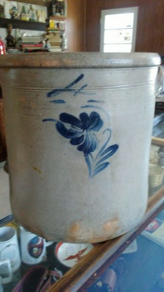 Rare " Antique " 4 Bee Sting Stoneware Crock Salt Glazed Pottery Red Wing