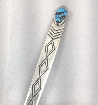 Great Native American Navajo Sterling & Turquoise Punch Ladle - 13 