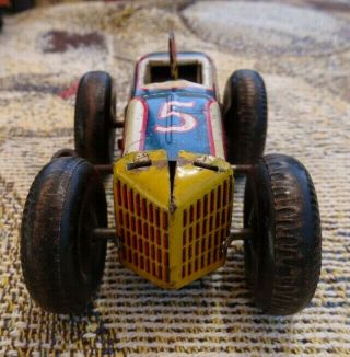 1930s MARX No.  5 RACER MIDGET RACE CAR WOOD WHEELS TIN LITHO WIND - UP TOY - 10