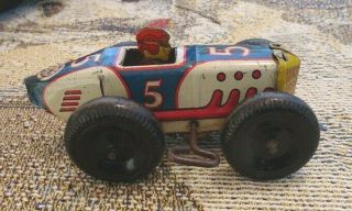 1930s MARX No.  5 RACER MIDGET RACE CAR WOOD WHEELS TIN LITHO WIND - UP TOY - 2