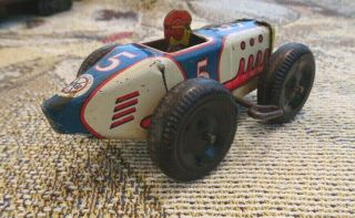 1930s MARX No.  5 RACER MIDGET RACE CAR WOOD WHEELS TIN LITHO WIND - UP TOY - 3