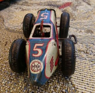 1930s MARX No.  5 RACER MIDGET RACE CAR WOOD WHEELS TIN LITHO WIND - UP TOY - 7