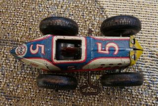 1930s MARX No.  5 RACER MIDGET RACE CAR WOOD WHEELS TIN LITHO WIND - UP TOY - 8