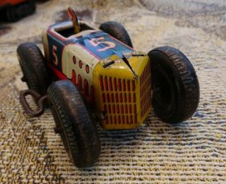 1930s MARX No.  5 RACER MIDGET RACE CAR WOOD WHEELS TIN LITHO WIND - UP TOY - 9