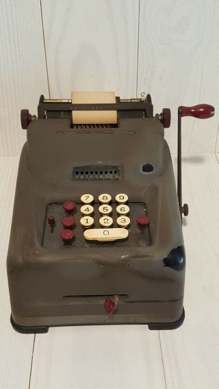 Antique Remington Rand 10 - Key Mechanical Adding Machine With Ribbons And Paper