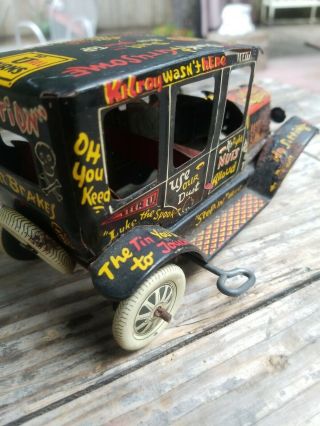 Vintage 1940 ' s Marx tin litho Wind up Old Jalopy Toy 12