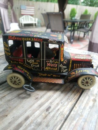 Vintage 1940 ' s Marx tin litho Wind up Old Jalopy Toy 2