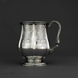 Antique Ornate Georgian Solid Sterling Silver Tankard / Mug,  London 1836
