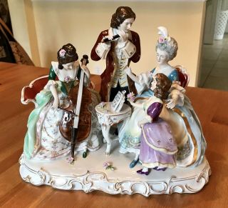 Vintage German Scheibe Alsbach Porcelain Musical Group Figurine 10 " X 13 " X 7 "