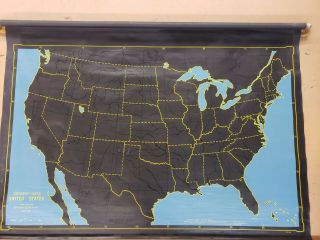 Antique Denoyer - Geppert Co.  Pull Down U.  S.  Chalk Map