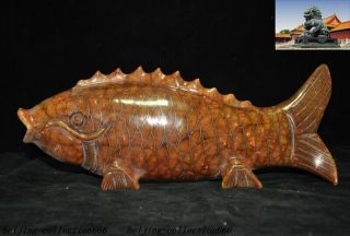 China Feng Shui Old Jade Hand Carve Auspicious Lucky Wealth Fish Goldfish Statue