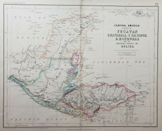 Antique Map Of Mexico,  Belize,  Guatemala,  Honduras,  And San Salvador 1858