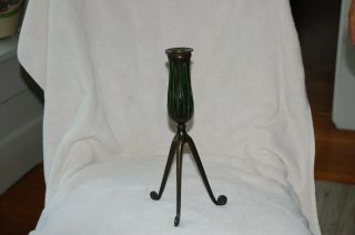 Tiffany Studios 10 1/2 Inche Candlestick With Glass Inserts