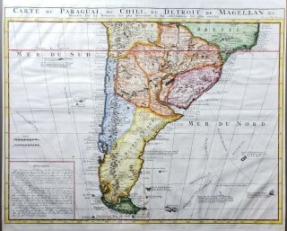 Antique Map Of The Southern Portion Of South America By Chatelain,  1719