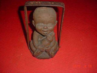 Vintage Copper Baby Doll Toy Mold Baby With Bottle