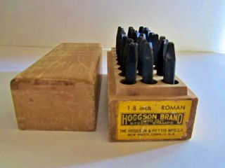 Vintage/antique Hoggson Brand 1 - 8 Inch Roman Hand Cut Steel Stamps Leather Work