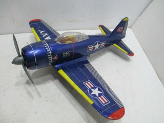 Navy Fighter Aircraft Ww Ll Friction Powered Good Cond Japan Large 15 " Wp