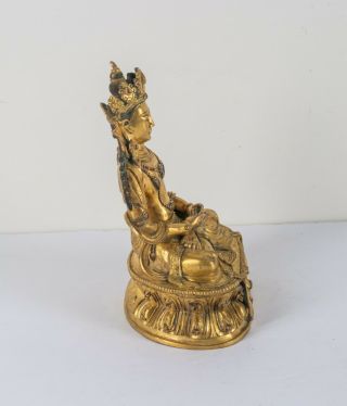 Chinese Antique Ching Dynasty Gilt Bronze Figure Of Buddha,  Kuangxu Period 4