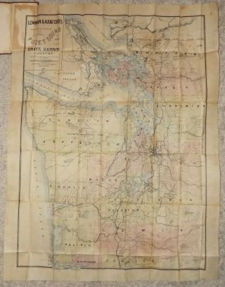 Rare Map Puget Sound & Grays Harbor Country Lowman & Hanford 1891 Washington Nw