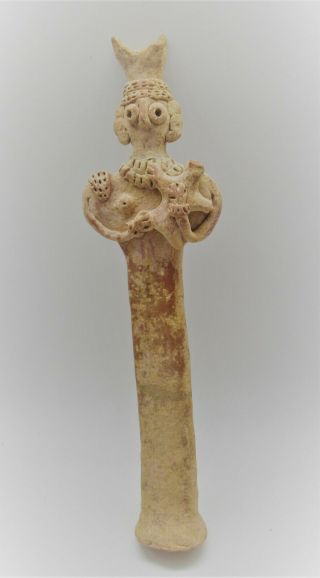 Circa 1100 - 700bce Ancient Syro - Hittite Terracotta Pillar Idol Very Rare