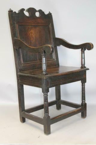 MUSEUM QUALITY 17TH C PILGRIM PERIOD JOINED WAINSCOT ARMCHAIR IN OLD PATINA 3