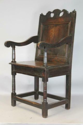 MUSEUM QUALITY 17TH C PILGRIM PERIOD JOINED WAINSCOT ARMCHAIR IN OLD PATINA 4