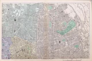 London,  1883 - Islington,  Hackney,  Stepney,  Bow,  Antique Map / Plan,  Bacon.