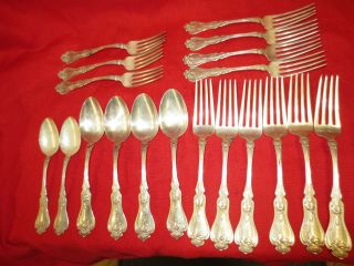 Rare Violet Pat 1905 Whiting Sterling Silver 6 Spoons 13 Forks 760g Not Scrap