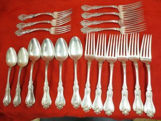 RARE VIOLET PAT 1905 WHITING Sterling Silver 6 SPOONS 13 FORKS 760g NOT SCRAP 2