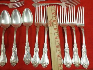 RARE VIOLET PAT 1905 WHITING Sterling Silver 6 SPOONS 13 FORKS 760g NOT SCRAP 5