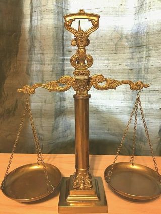 Antique Ornate Brass Balance Scale