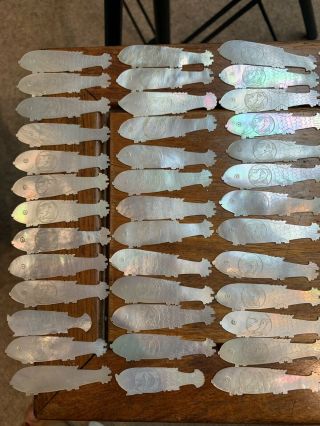 78 antique chinese mother of pearl fish game counter 2