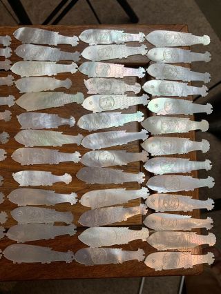 78 antique chinese mother of pearl fish game counter 3