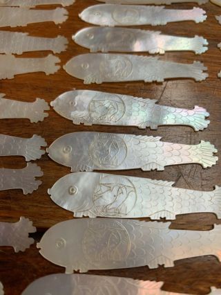 78 antique chinese mother of pearl fish game counter 4
