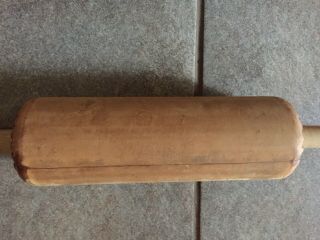 Antique Wood Handle - Leather,  Hand Printer ' s Ink Rolling Pin - WOW 7