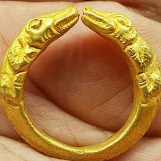 22k Karat Gold Antique Animal Crocodile Lucky Roman Finger Ring 65