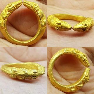 22k karat Gold Antique animal Crocodile lucky Roman Finger Ring 65 2